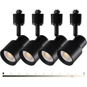 10W H Track Lighting Heads, Dimmable LED Track Lighting Heads Fixtures Bright 3000K Warm White Track Light Head for Accent Task Art, Flicker Free CRI90+ 24 900lm (Black, 10W - 4 Pack)
