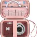 Canboc Carrying Case for KODAK PIXPRO FZ55/ FZ45/ FZ43/ FZ53 16MP Digital Camera, Video Vlogging Camera Bag, Zipper Mesh Pocket fit Cable, Rose Gold (Case Only)
