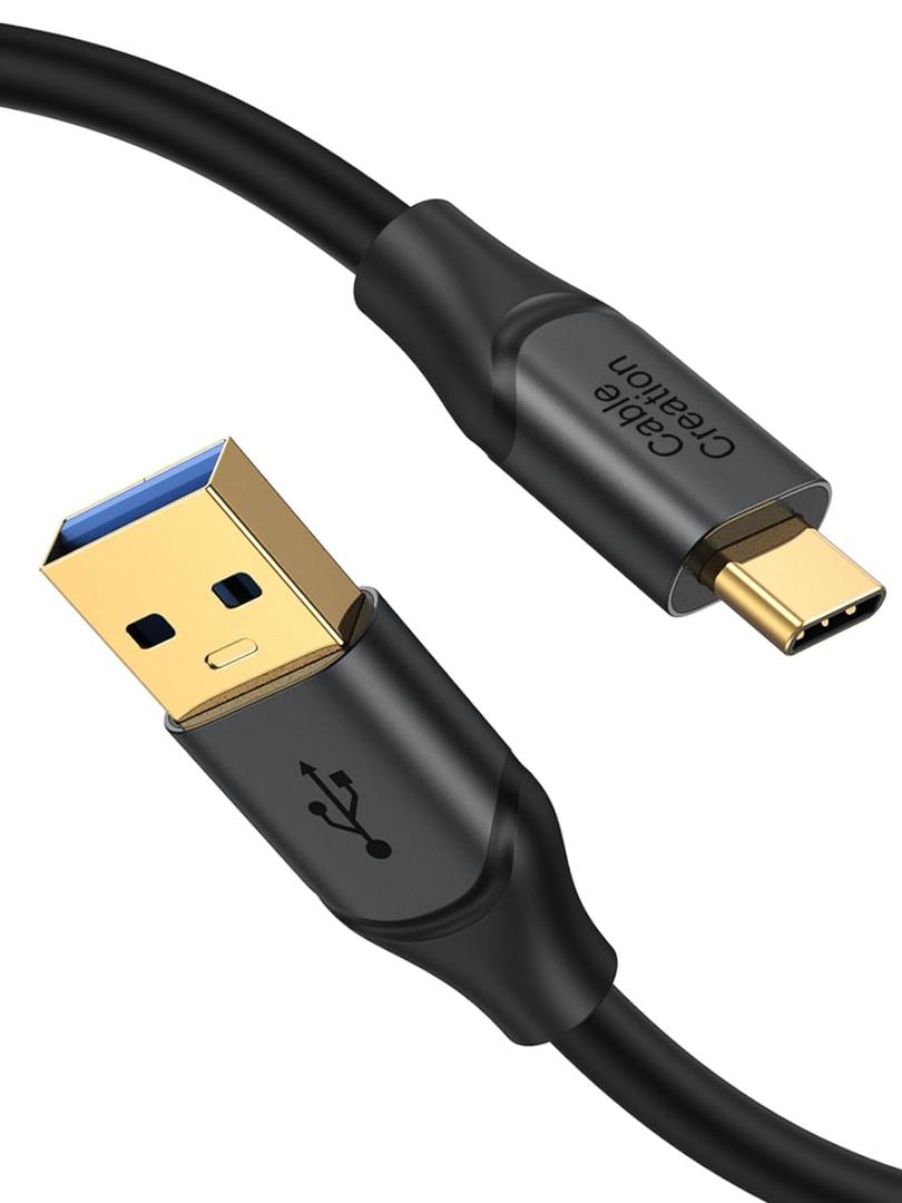 CableCreation USB C to USB A Cable 1FT,USB 3.1 USB 3.2 Gen2 10Gbps USB A to C Data Cable, Android Auto Cord 3A for USB C External SSD MacBook Pro iPad S21, iPhone 16/15 Pro Max Plus,0.3m