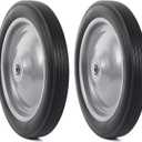 AR-PRO 12 x 1.75 Flat Free Solid Rubber Wheel Assemblies (2-Pack) - With Ball Bearings and 1/2 Bore Hole Diameter, 2.24" Centered Hub - Heavy-Duty Solid Rubber Wheels 176 lbs Load Capacity