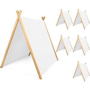 6 Pack Teepee Tents Bulk, Sleepover Play Tents Washable Foldable Teepee Shelter for Indoor Outdoor Slumber Pajama Party(White), 46.5" L X 43.3" H X 34.6" W