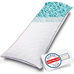 Body Pillow, Cooling Memory Foam Body Pillows for Adults Sleeping, Long Pillow for Bed, Big Large Firm Full Body Pillow for Side Sleeper, 20x54 Inch, White