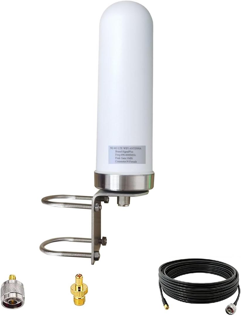 Omni Directional Outdoor 4G 5G LTE GSM Cellular Antenna for Routers and Cell Phone Signal Booster/Wide Band 698-6000mhz 10dBi Higher Gain Longer Range External 4G LTE Antenna