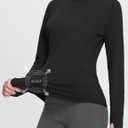 baleaf Women's Thermal Shirts Fleece Lined Tops Long Sleeve Mock Neck Cold Weather Running Workout Gear Pocket Thumbhole (S)