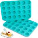 CAKETIME Mini Muffin Pan 24 Mini Cupcake Pans Silicone Molds Food Grade Silicone Muffin Pans for Baking Pack of 2