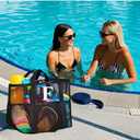 Personalized Mesh Beach Bag for Women - Waterproof Initial Tote Bag for Family Travel, Toys, Vacation Essentials