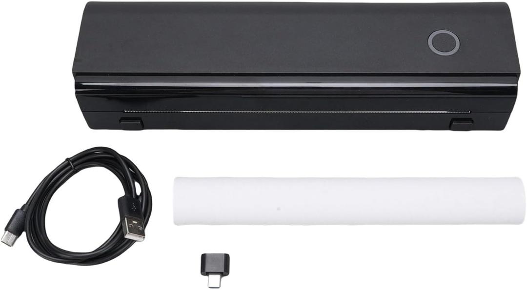 Portable Inkless Printer, Compact Wireless Thermal Printer with Bluetooth USB C Connection for iOS, 203DPI Accuracy 15mm s Print Speed