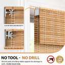 LazBlinds No Tools No Drill Cordless Bamboo Roman Shades, Light Filtering Window Treatment, Roll Up Bamboo Blinds for Window 35'' W x 64'' H, Brown