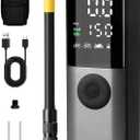 Bike Electric Air Pump: 150Psi Portable Bicycle Tire Pump with Digital Pressure Gauge for Road Bike, Mountain Bike, E-Bike, Motorcycle with Presta, Schrader, Dunlop Valve Accessories (Black and Gray)