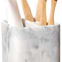 Zccz Toothbrush Holder, Countertop Marble Look Electric Toothbrush Toothpaste Makeup Brush Razor Holder Stand Bathroom Organizer with Detachable Tray (2 White Marble)