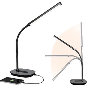 OttLite Strive LED Desk Lamp with USB Charging - ClearSun LED Technology - Adjustable & Flexible Neck, 3 Brightness Settings with Touch Activated Controls - Desk Lamp for Work, Study & Reading