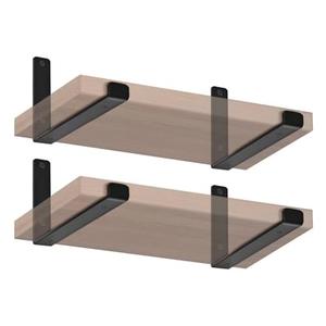 4 Pack - 11.25" L x 6" H x 1.5" W J Lip Shelf Brackets Rustic Farmhouse Iron Wall Floating Shelf Bracket Metal Shelf Bracket Industrial Shelf Supports with Screws Black, BRACKETS ONLY