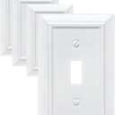 Classic Architecture Wall Plates,Light Switch covers, Electrical Outlet Covers, Duplex receptacle wall plates,Mid Size Bamboo Fiber Material Switch plates Pure White (1 Gang Toggle 4PK)