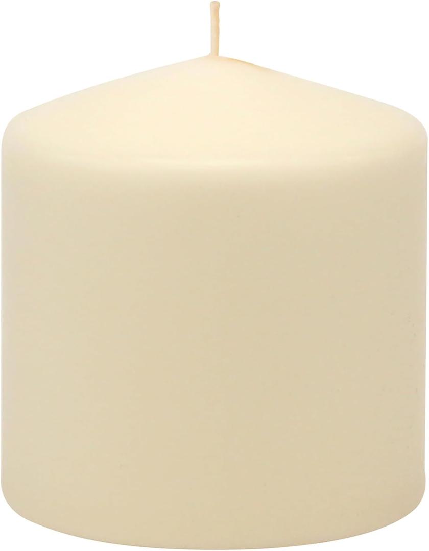 Stonebriar 6 Pack Tall 3 x 3 Inch 18 Hour Long Burning Unscented Ivory Wax Pillar Candles