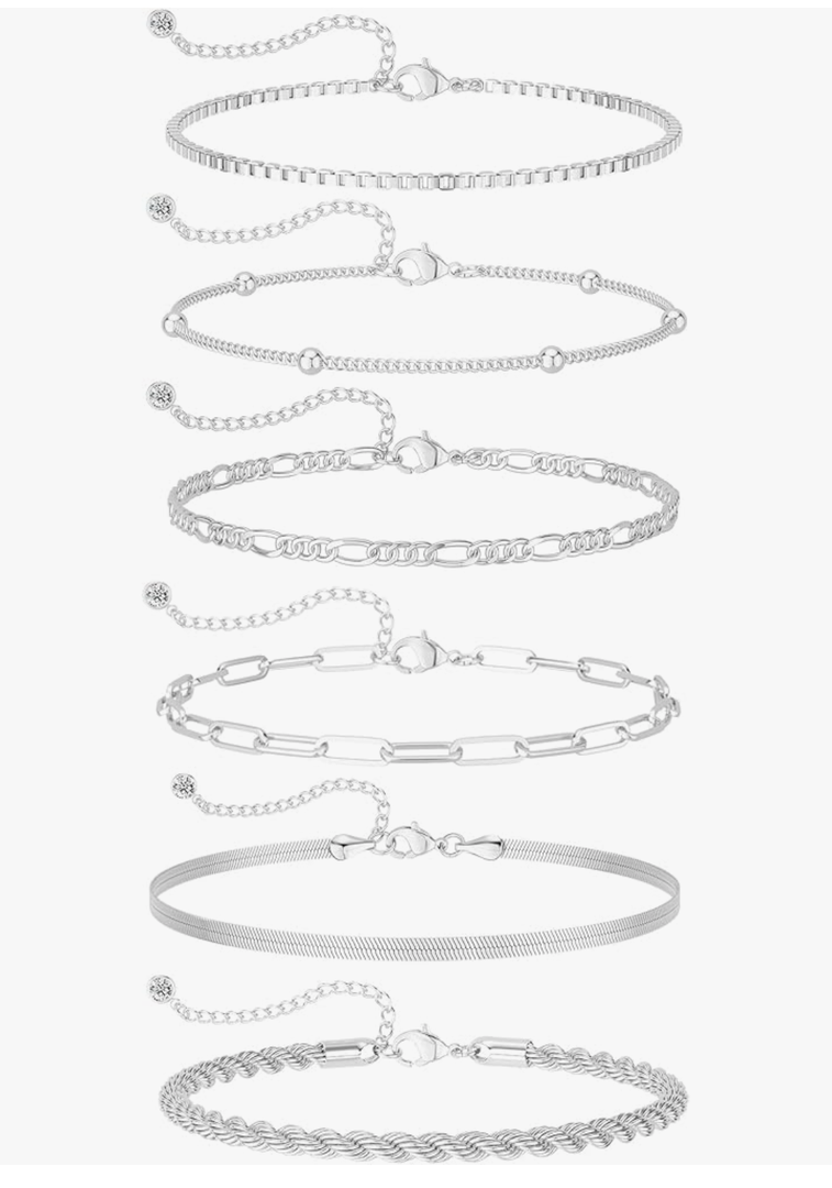 DEARMAY Gold Bracelets for Women Waterproof, 14K Gold Plated Jewelry Sets Trendy Thin Dainty Stackable Cuban Link Paperclip Chain Bracelet Pack Fashion Accessories Gifts for Womens