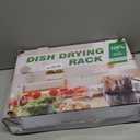 E-far Dish Drying Rack for Kitchen Counter, 2 Tier Small Dish Drainer Drying Rack, 16.7" x 11.8" x 13.9" Metal Organizer with Drainboard and Utensil Holder, Large Capacity & Space Saving, Black