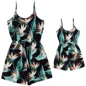PATPAT Matching Floral Print Sleeveless Jumpsuit for Mom and Daughter Summer Vacation Outfit, M