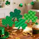 3 x St Patricks Day Wooden Shamrock Decoration, 4-Piece Set of St. Patrick's Day Tabletop or Tray Multi-Layer tiered tray decor Tray Decoration, shamrock decorations, Office Decor (Green02)