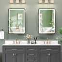 20x30 Inch Lighted Medicine Cabinet with Mirror, LED Bathroom Mirror with Storage Wall Mounted & Recessed Mounted, Anti-Fog, Dimmable 3 Lighting Colors, Memory Function, 3 Shelves & 1 Organizer, Black, Mirror 20"x30"/ With LED &Defogging
