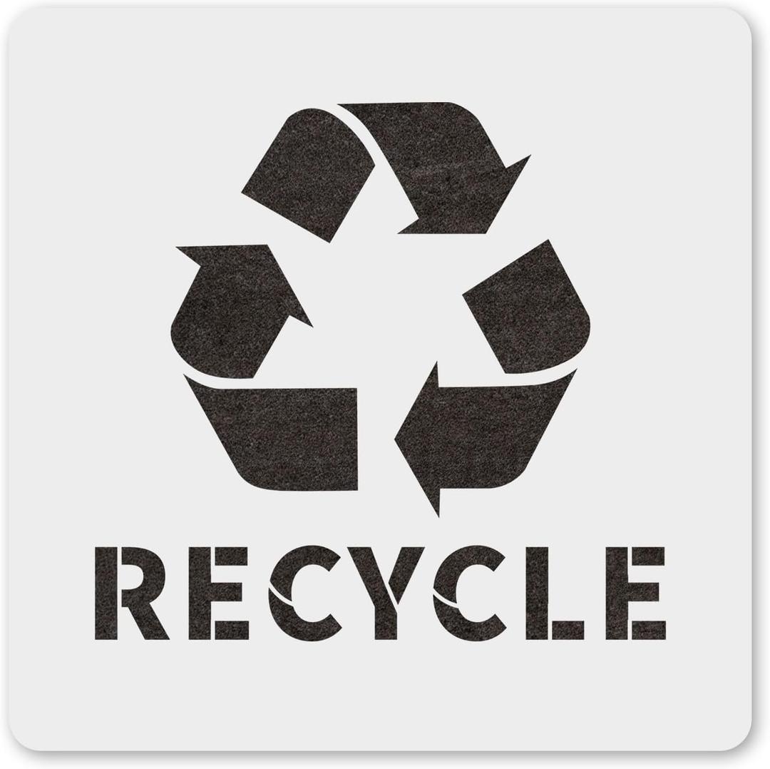 MAGJUCHE Recycle with Text Stencil 6 Inches, Reusable Clean Stencil for Painting DIY Crafts Decor
