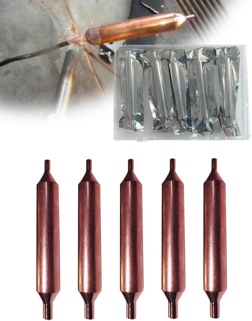Refrigerator Filter Dryer Set of 5, 16mm x 126mm Filter Dryer for Refrigeration, Copper Filter Drier with 3mm x 6.5mm Inner Diameter Hole