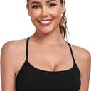 Lusait Sports Bras for Women Medium Support Thin Straps Sexy Criss-Cross Yoga Bra Gym Crop Top for Workout (Large, Black+grey)