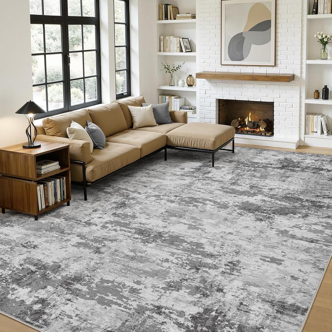 12x15 Area Rugs for Living Room, Washable 12x15 Rug Large Low Pile