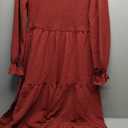 Fashion Long Sleeve Dress High Neck for Women Elegant Maxi A Line Long with Smocked Empire Waist Bohemian Flowy Tiered Design, Large