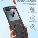 MAKAVO for Samsung Galaxy Z Flip 6 Case, Flip 7 FE Case Compatible with MagSafe, with Built-in Screen Protector, Flip6 Slim Hard Magnetic Phone Case, Black
