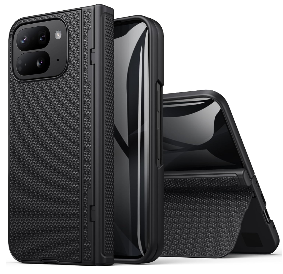 BXYJY for Google Pixel 10 Pro Fold Case, Front Privacy Screen Protector, Slim with Stand, Hinge Protection, Rugged Hard Full Body Cover, Daily Drop Protective Phone Case for Pixel 10 Pro Fold, Black