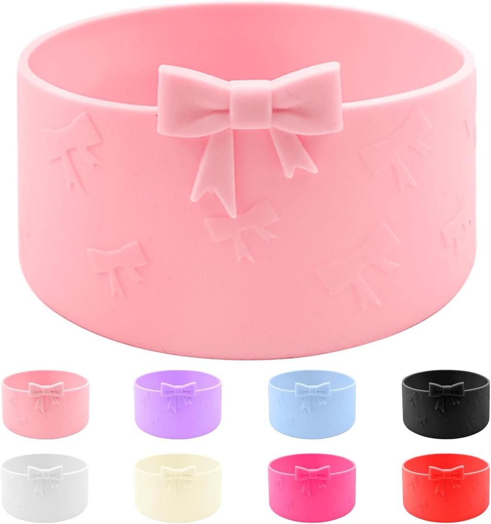 Bows Silicone Water Bottle Boot, Stanley Cup Accessories Anti-Slip Protective Sleeve for Water Bottle, Protector Sleeve Cover Boots for Stanley 40 30 oz with Handle