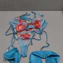 Kaei&Shi Floral Embroidered Garter Belt Set,Sheer Lingerie Sets for Women Sexy,Wedding Night Valentines Boudoir Outfits (4-6, Sky Blue)