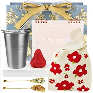 9 Pcs Book Lover Gifts- Stainless Steel Water Cup Tote Bag Notebook Bookmarks etc Suitable Gifts for book lover women Book Clubs Library Lover Bookworms Book Gift Birthday (Red)