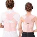 Posture Corrector for Women and Men Plus Size Full Back Support Brace Straightener Scoliosis Spine Upper Back Pain Relief Adjustable Shoulder Instant Posture Corrector with Hunchback (Pink, XXX-Large) (Pink)