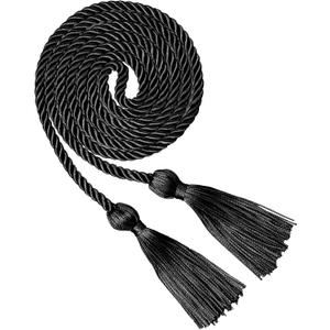 Black Graduation Cord, Graduation Honor Cords for Class of 2025, 68 Long Polyester Yarn Honor Cord with Tassels for Bachelor Gown, College Grad Students (1 PC)