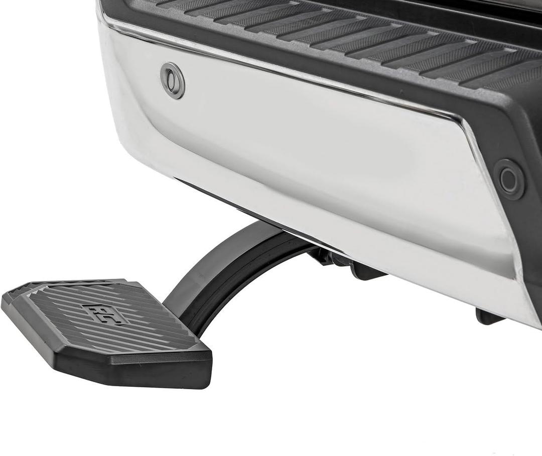 Rough Country Manual Retractable Bed Step for Ford F-150 (2021-2026) & Lightning (2022-2026) - 6" Wide Non-Slip Aluminum TailgateStep, 330 lb Capacity, Easy Bolt-On Install