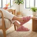 EverFoams Womens Fuzzy Open-toe Slippers Soft Comfy Memory Foam Indoor House Shoes Dusty Rose,7-8 US