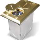 Hubbell 6500BR-5 15 Amp Rectangular Floor Box Kit, Metallic Cover Plate, Duplex, Brass