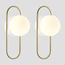 Gold Glass Globe Wall Sconce Set of 2 Mid-Century Modern Vintage Brass Oval Wall Mounted Light Fixtures Rustic Bathroom Vanity Lights Over Mirror
