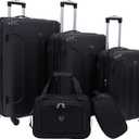 Travelers Club Chicago Hardside Expandable Spinner Luggage, Black, 5 Piece Set