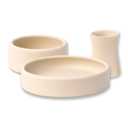 APLAINR Silicone Plate, Bowl & Cup Set for Babies and Toddlers, Weighted, Baby Feeding Set, Baby Led Weaning Supplies, Set of 3, Oat Cream