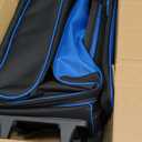 Double Roller 2 Ball Bowling Bag with Separate Shoe Compartment for Bowling Shoes (Up To US Mens Size 15) and Oversized Accessory Pocket, Retractable Handle - Extends to 40" (Black-Blue)