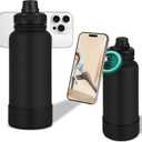 34oz Insulated Magnetic Water Bottle | Compatible with MagSafe Phone Holder | Stainless Steel Water Bottle | BPA Free 12H Hot & 24H Cold | Perfect for Gym, Sports, Travel, Car and Work (Black)