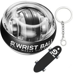 Wrist Trainer Ball Auto-Start Gyroscopic Forearm Exerciser Gyro Ball for Strengthen Arms, Fingers, Bones and Muscles（Black Wrist Ball (No LED)）