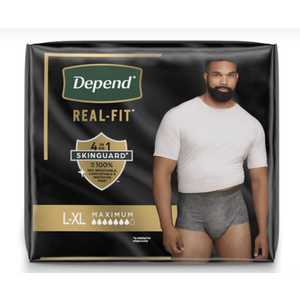 Depend Real Fit Adult Diapers, Incontinence Underwear for Men, Disposable, Maximum Absorbency, Large/Extra Large, 84 Count, Packaging May Vary
