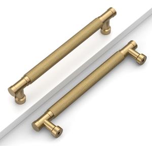 10 Pack 6.3''(160mm) Champagne Bronze Knurled Cabinet Handles Kitchen Champagne Pulls for Cabinets Drawer Pulls Dresser Hardware for Cupboard Bathroom