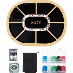 Michigan Rummy Board Game Deluxe Set: Wooden Michigan Rummy Game Board, with 200 Pcs Chips, 1 Deck of Poker,1 Storage Bag, 1 Manual. The Perfect Blend of Rummy and Poker, Perfect for Family Game Night