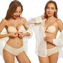 PRETTYWELL Sticky Bra for Women Adhesive Strapless Bra Large Breasts Push up Backless Breathable Nipple Cover Lift (Nude)