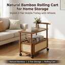 CTESNE2-Tier Wooden Rolling Cart Utility Cart with Wheels & Handle,Storage Cart for Bathroom, Kitchen, Office, Craft, Makeup