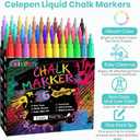 Extra Fine Tip Liquid Chalk Markers for Chalkboard, 36 Colors Window Liquid Chalk Marker Pens with 1mm Fine Tips, Washable Erasable Wet Erase Marker Pens Set for Bistro, Car Glass, Poster, Blackboard